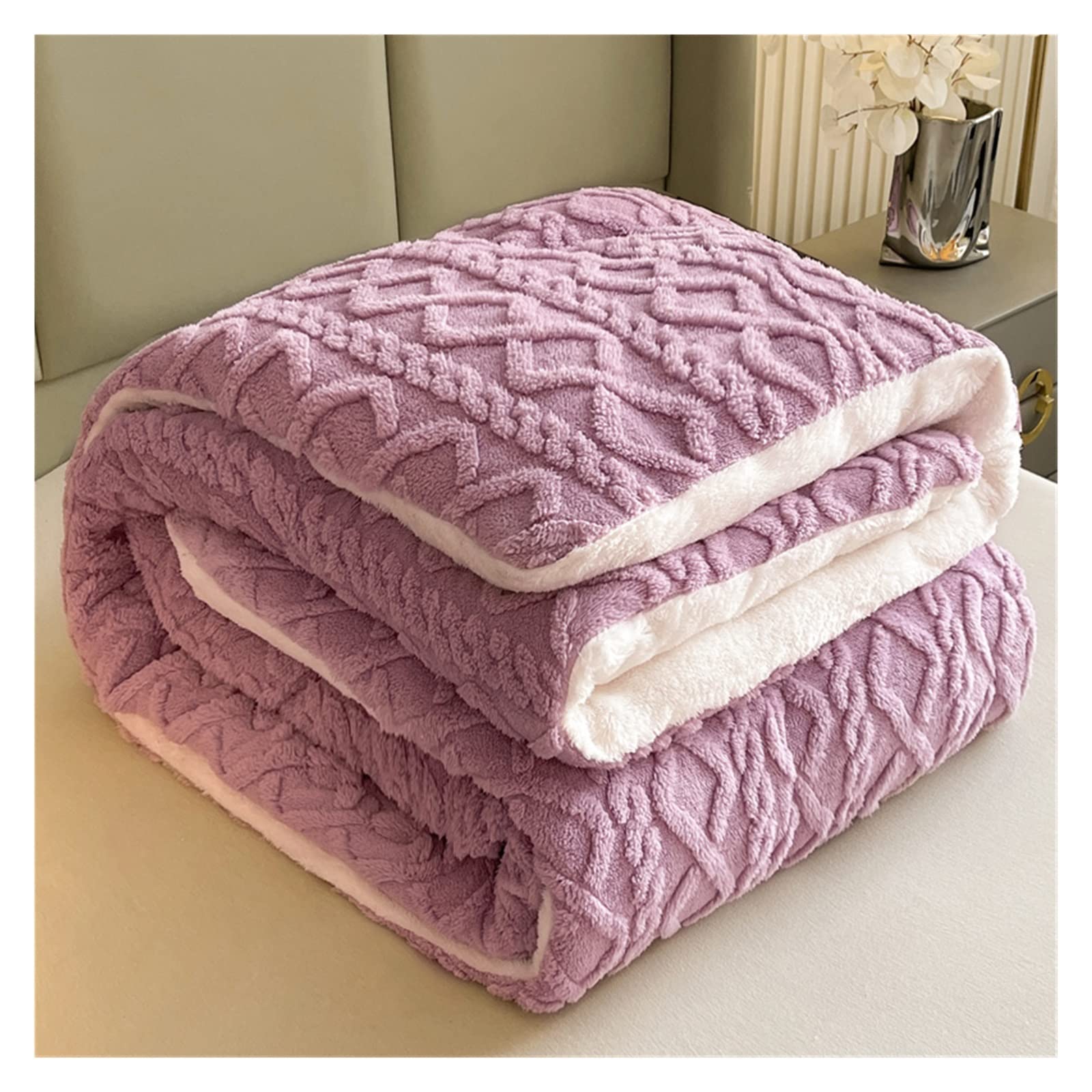 Queen Size Comforter Patterned Warm All-season Thickened A-side Taffeta, B-side Lambswool Fabric, Fluffy and Resilient for Easy Care Cool Comforter (Color : A, Size : 150x200cm(4.9x6.5ft)(3kg))