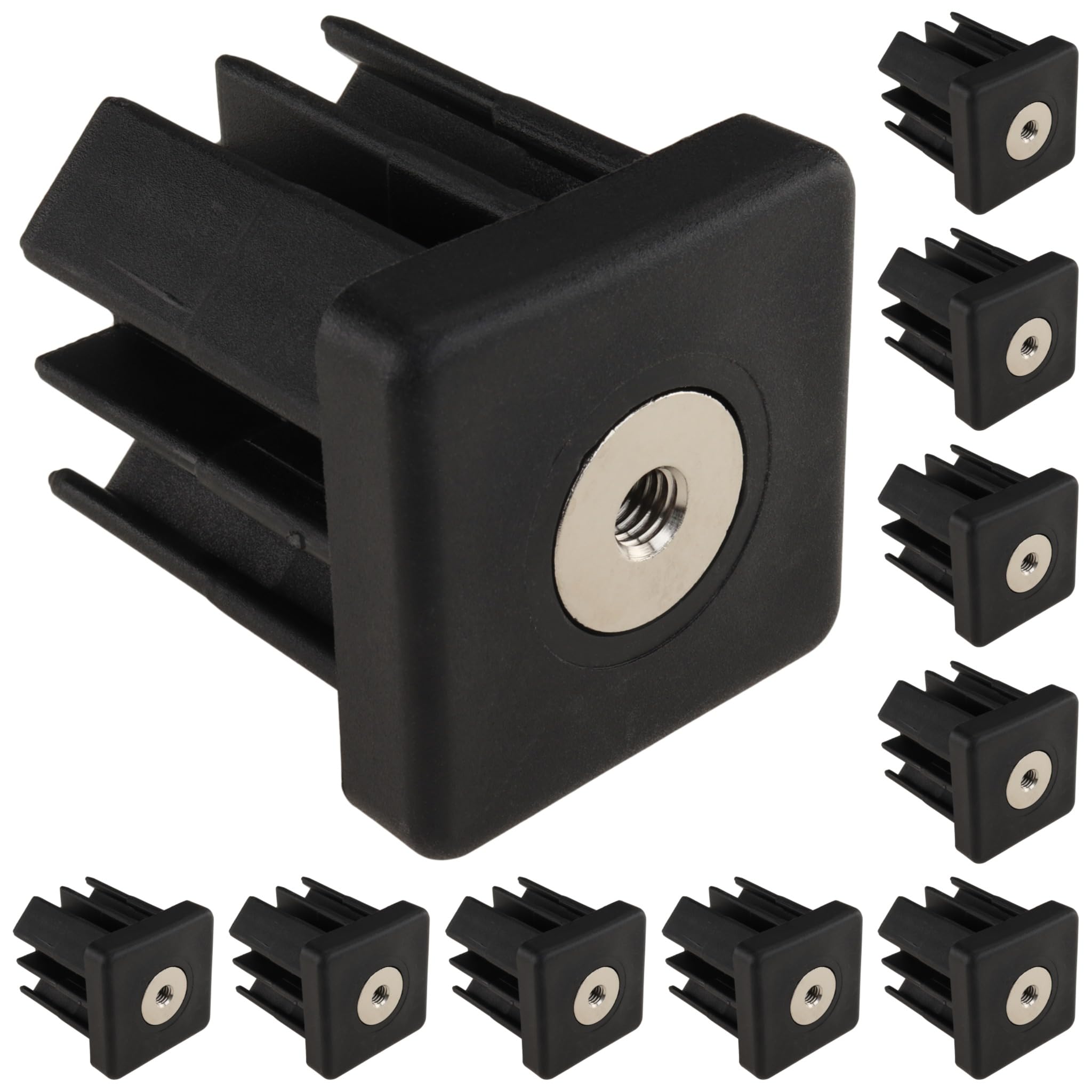 10 tapones roscados M8, 50 x 50 x 2,0, plástico PA reforzado con