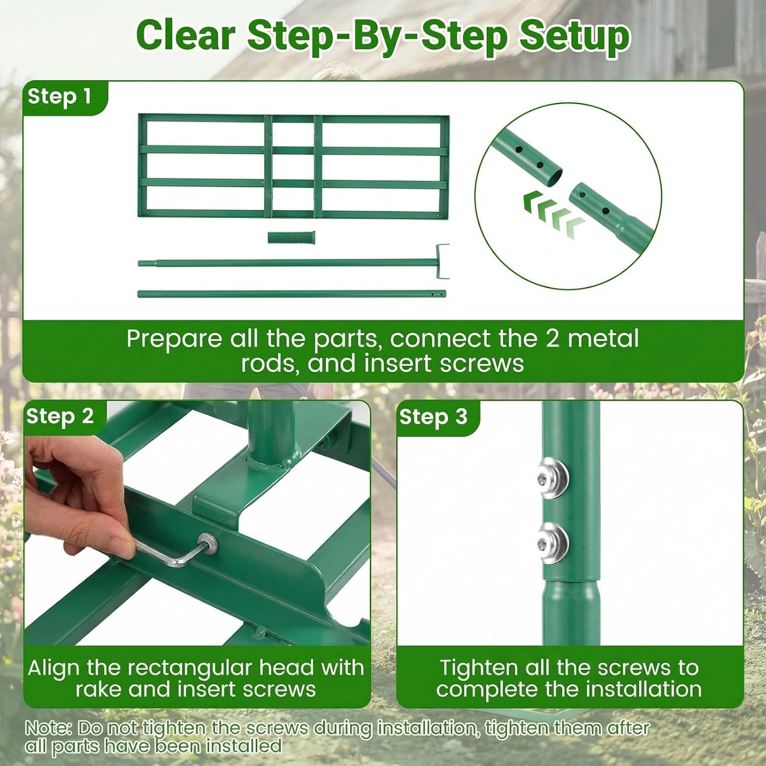 Goplus Lawn Leveling Rake, 30" x 10" Heavy Duty Level Lawn Tool w/ Ergonomic Handle for Soil, Effort-Saving Landscape Rake for Garden, Backyard, Golf Course, Farm, Pasture (Green)