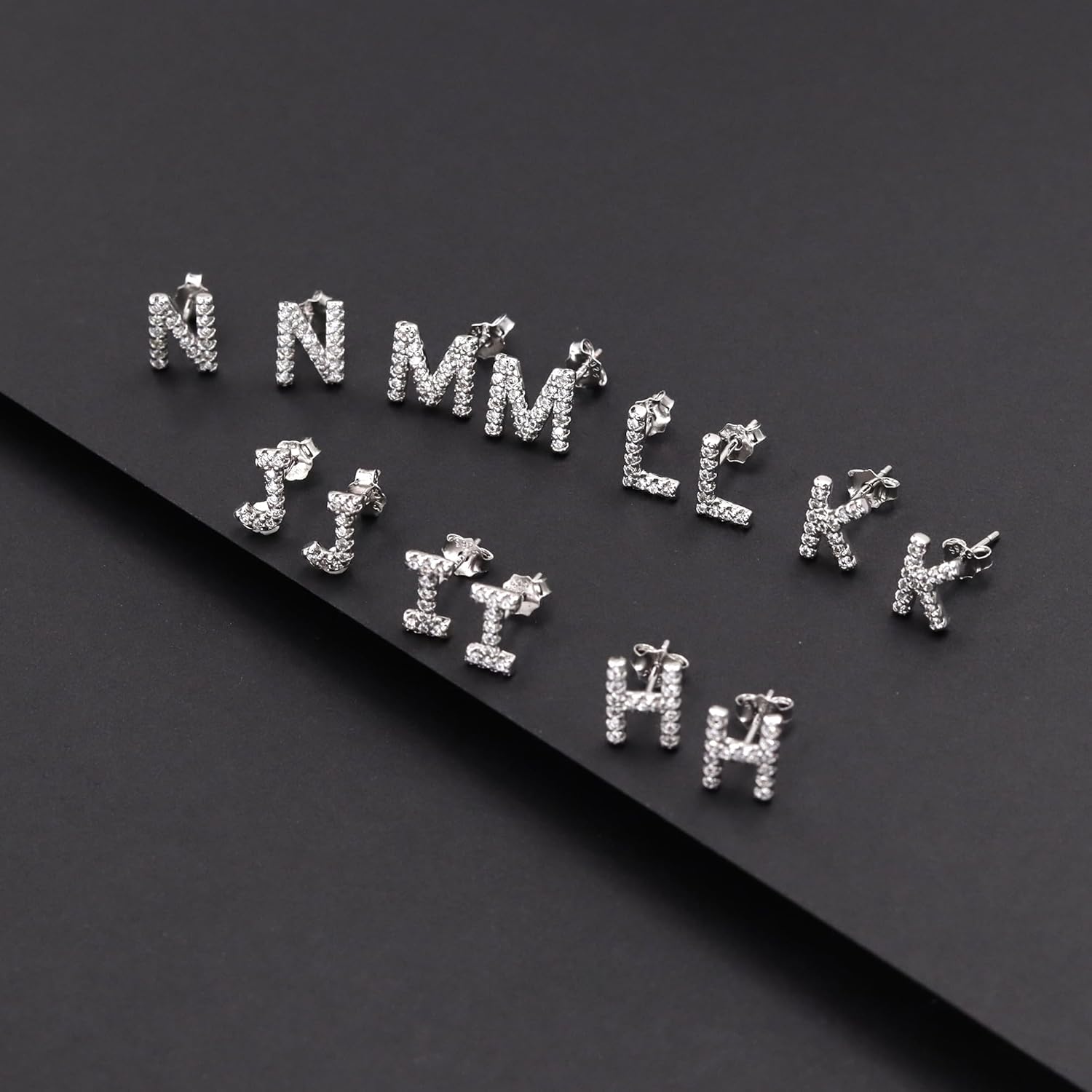 AILUOR Initial Stud Earrings for Women, Sterling Silver CZ Initial Letter Stud Earrings for Women 14K Gold Plated Simulated Diamond Hypoallergenic Alphabet Letter Earrings for Women Birthday Gifts Jewelry - Image 7
