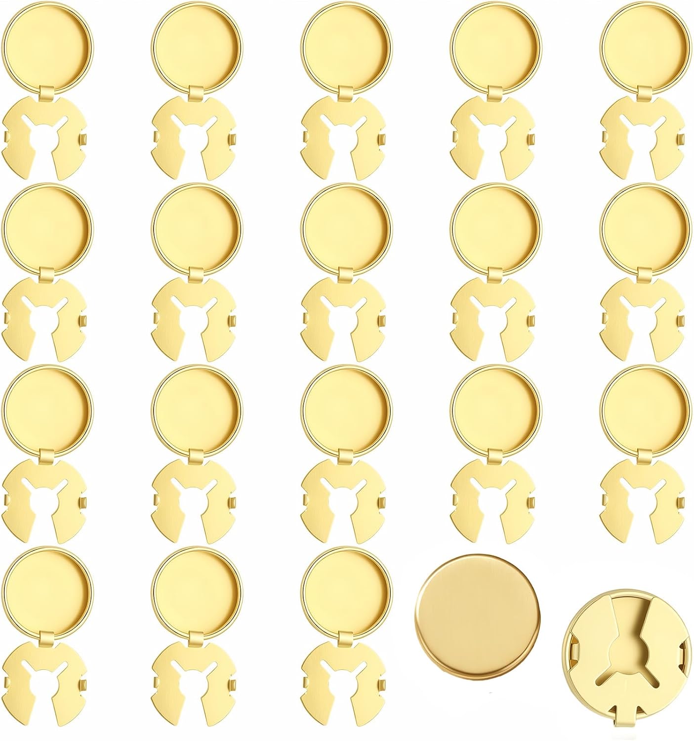 20 PCS Button Covers for Men Covers Brass Round Cuff Button Cover