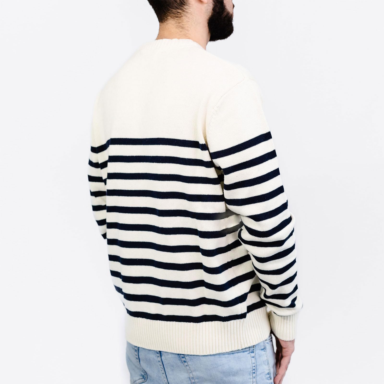 Breizh Ocean - Pull Marin Homme Rayé ou Uni - du XS au 4XL - Création Française Bono - Pull Homme Hiver - Vêtement Marin pour Homme