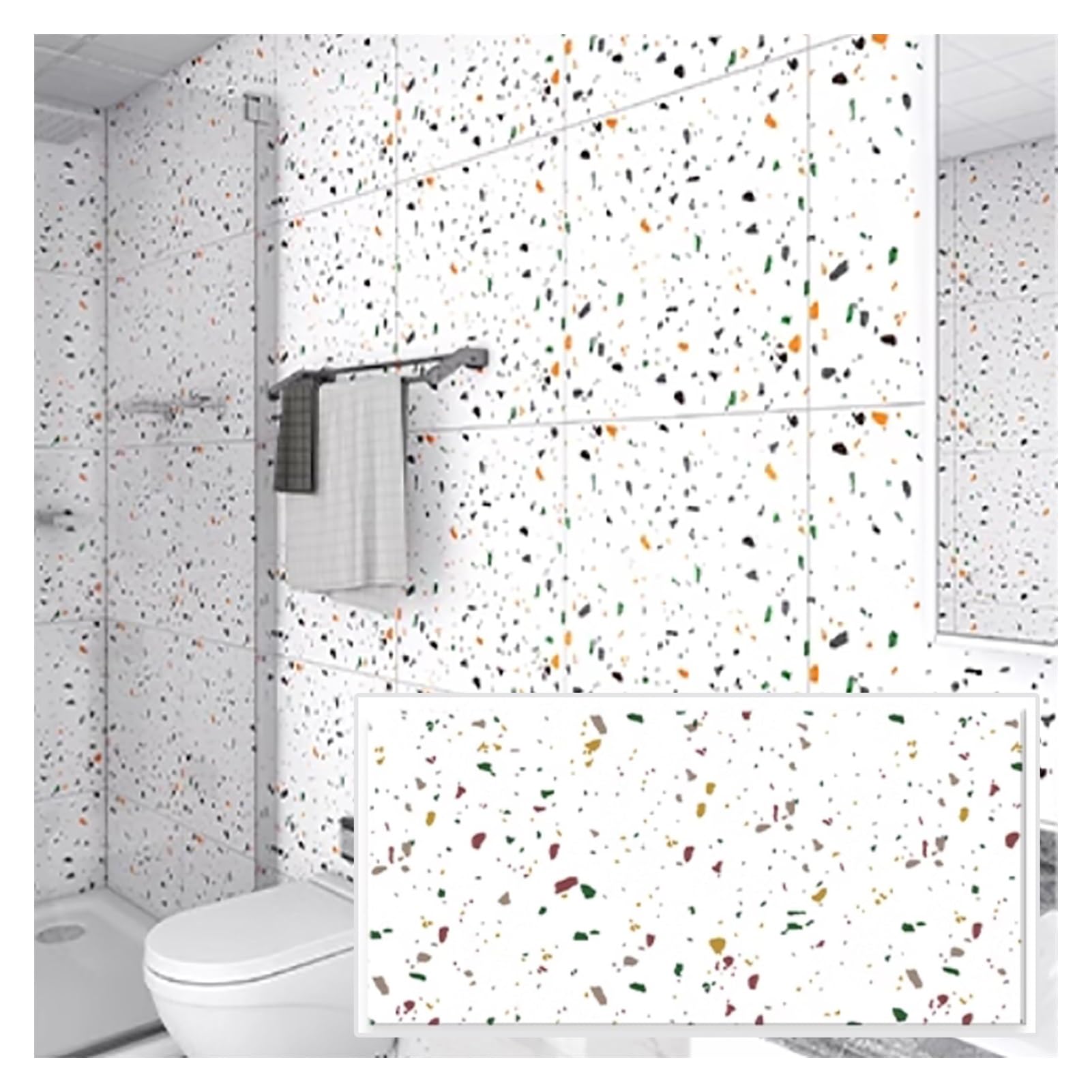 Decorative PVC Ceiling Covering Panels,Decorative Drop Ceiling Tiles,Imitation Marble Tiles Peel and Stick Tiles for Kitchen Bathroom(Pebbles,40x80cm(50pcs))