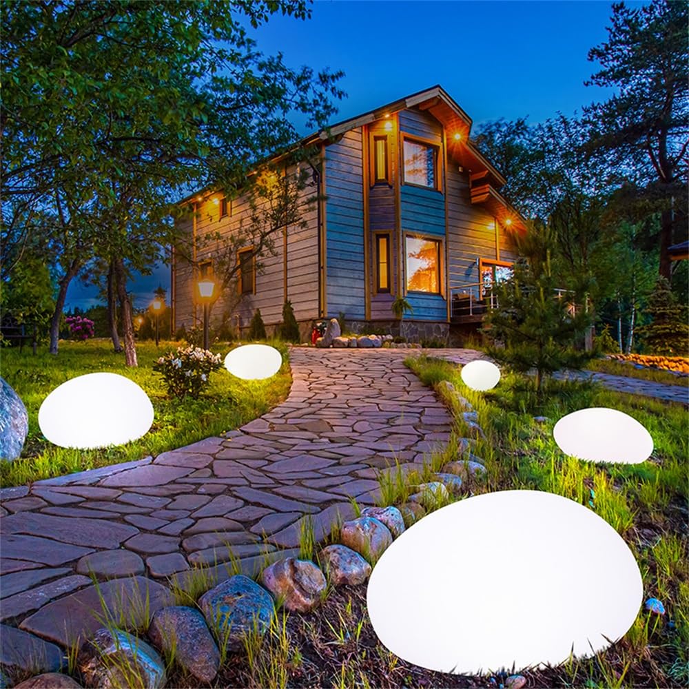 Zewnętrzna słoneczna lampa trawnikowa Nowoczesna kreatywna kamienna lampa ogrodowa Ładowanie LED Wodoodporny IP65 Dekor do domu (DSolar 40cm B (1szt))