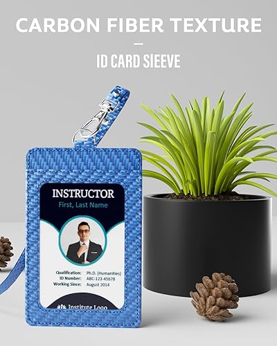 Miniatura 6 de Porta Tarjeta de Identificación de Fibra de Carbono para Trabajo con Cordón es un Porta Tarjetas Elegante y Duradero con Capacidad para Dos