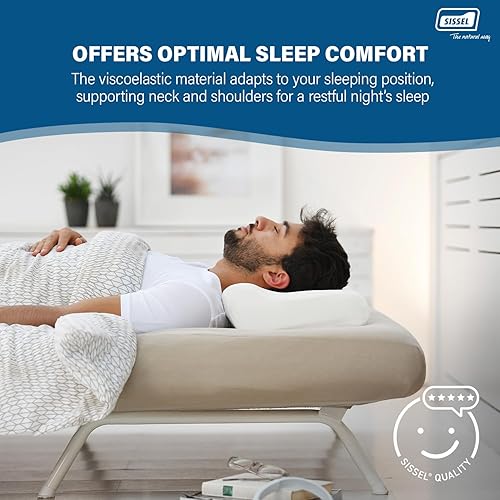 Miniatura 5 de SISSEL Almohada suave para cuello M  Espuma especial viscoelástica  Soporte ergonómico de columna vertebral  Funda de terciopelo lavable  Relajación