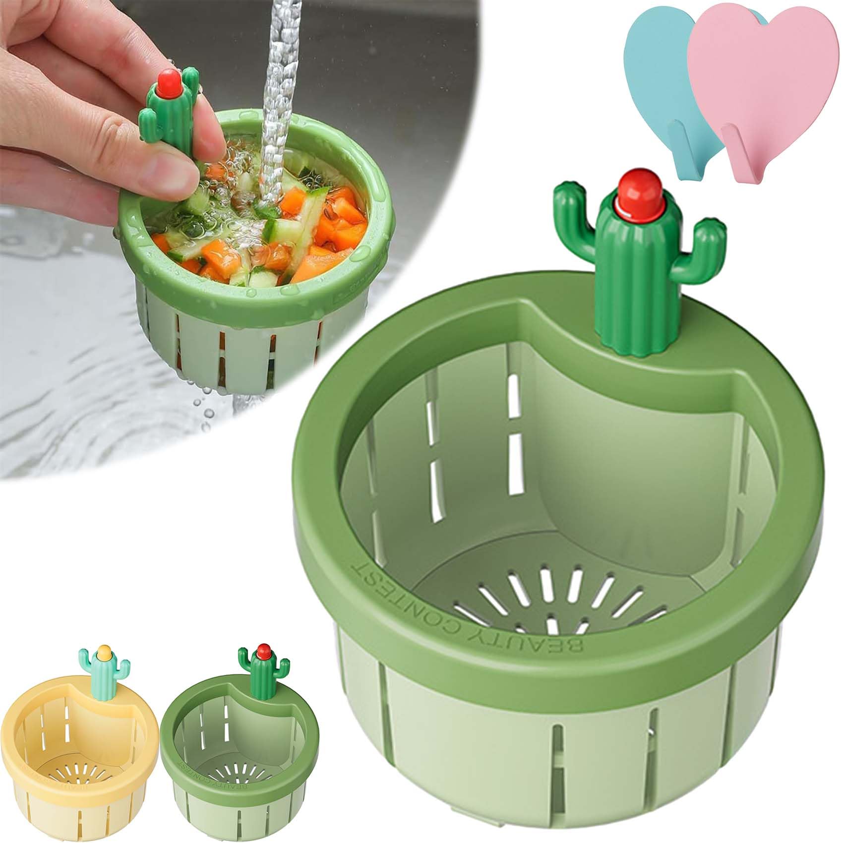 Cactus Kitchen Sink Drain Strainer, Press Automatic Dumping Basket, Kitchen Waste Collector Filter, Multi-Functional Home Use Cactus Sink Filter Net