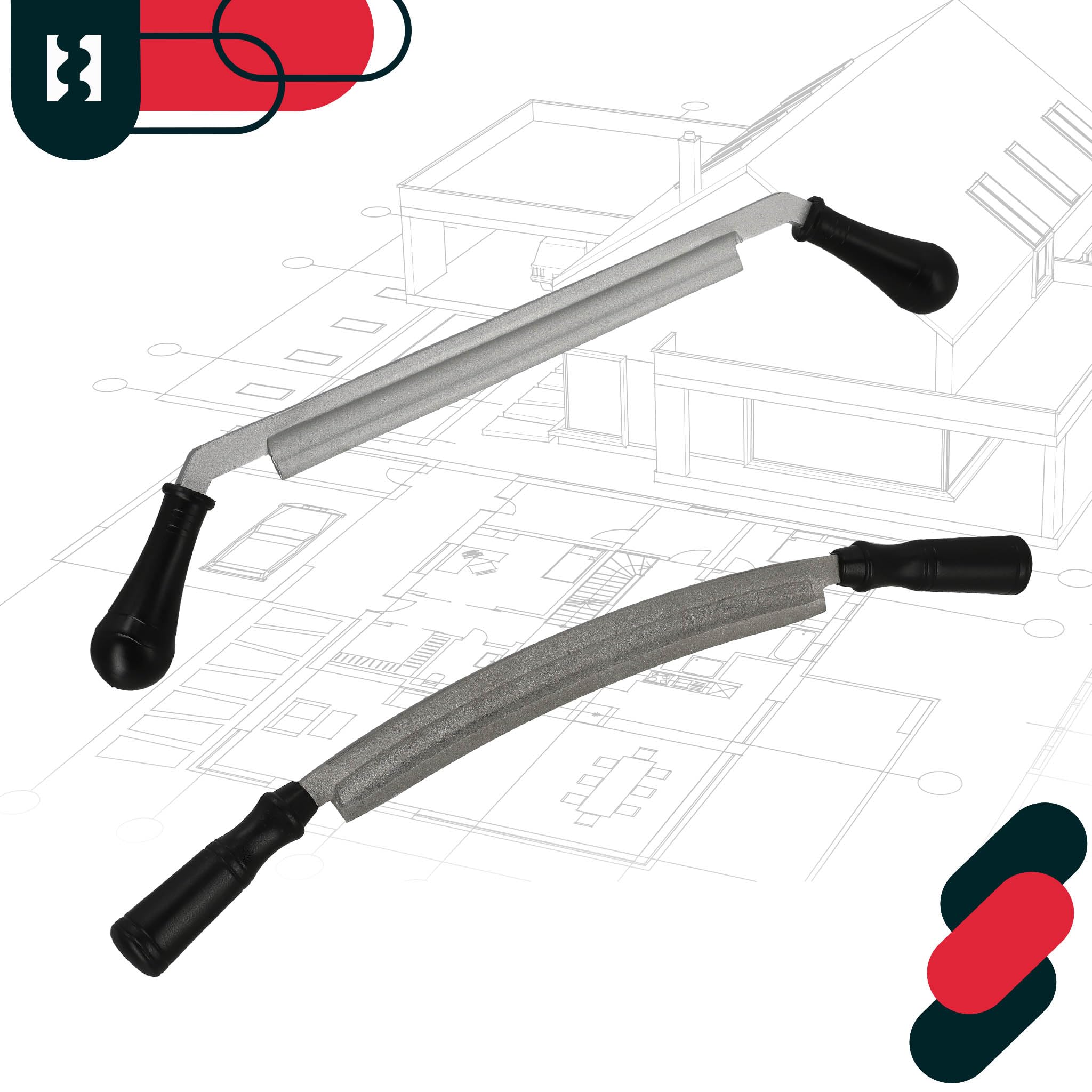 KOTARBAU® Cuchillo de Tracción - Cuchillo de Tracción Recto - Acero - 530 mm - Negro - Desbastadora Manual - Herramienta para Madera - con Mango de Madera Ergonómico