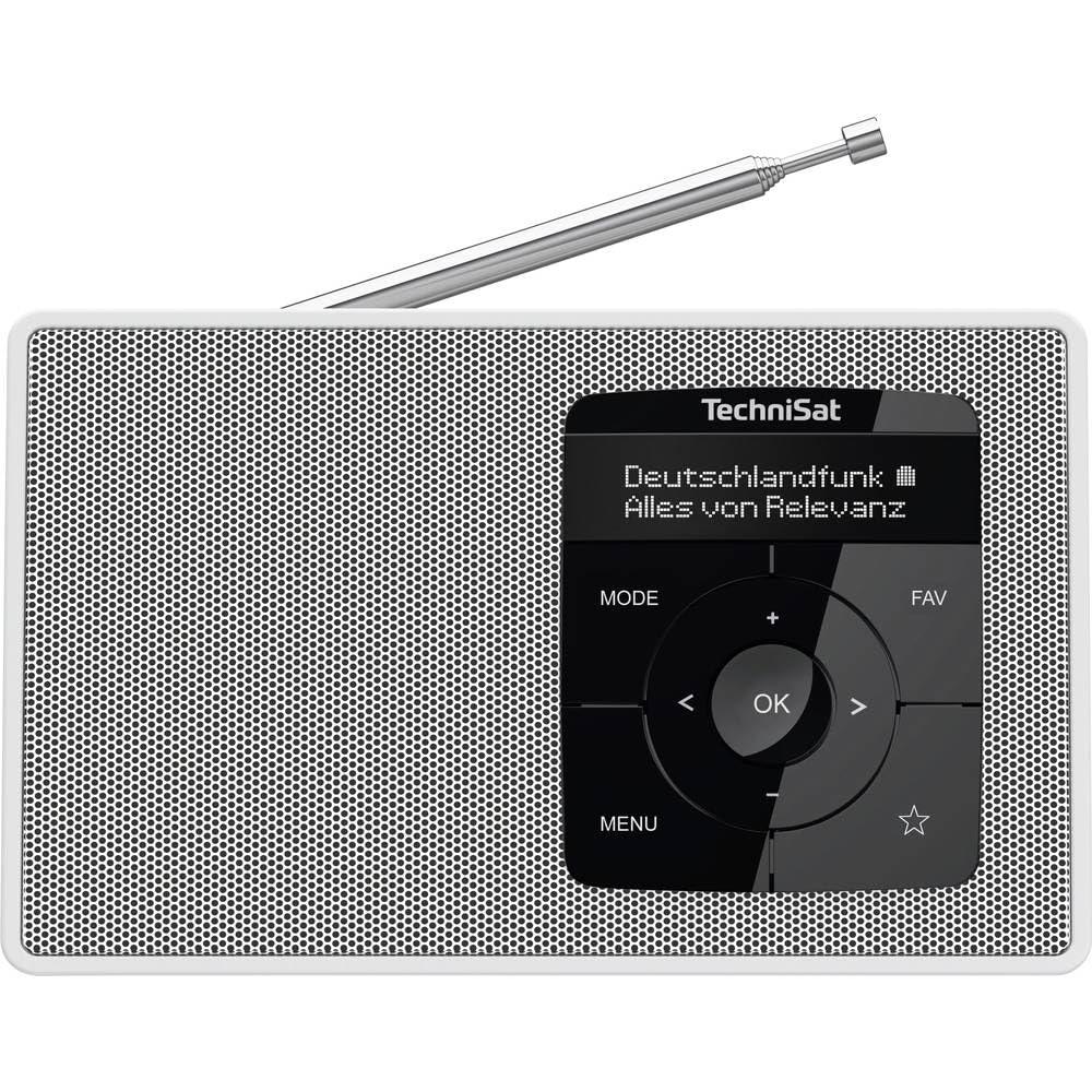 TechniSat Digitradio 2 – przenośne radio DAB+/FM z akumulatorem (z Bluetooth Audio Streaming, funkcja budzika, wyświetlacz OLED, gniazdo słuchawkowe, głośnik 1 W RMS) białe/białe