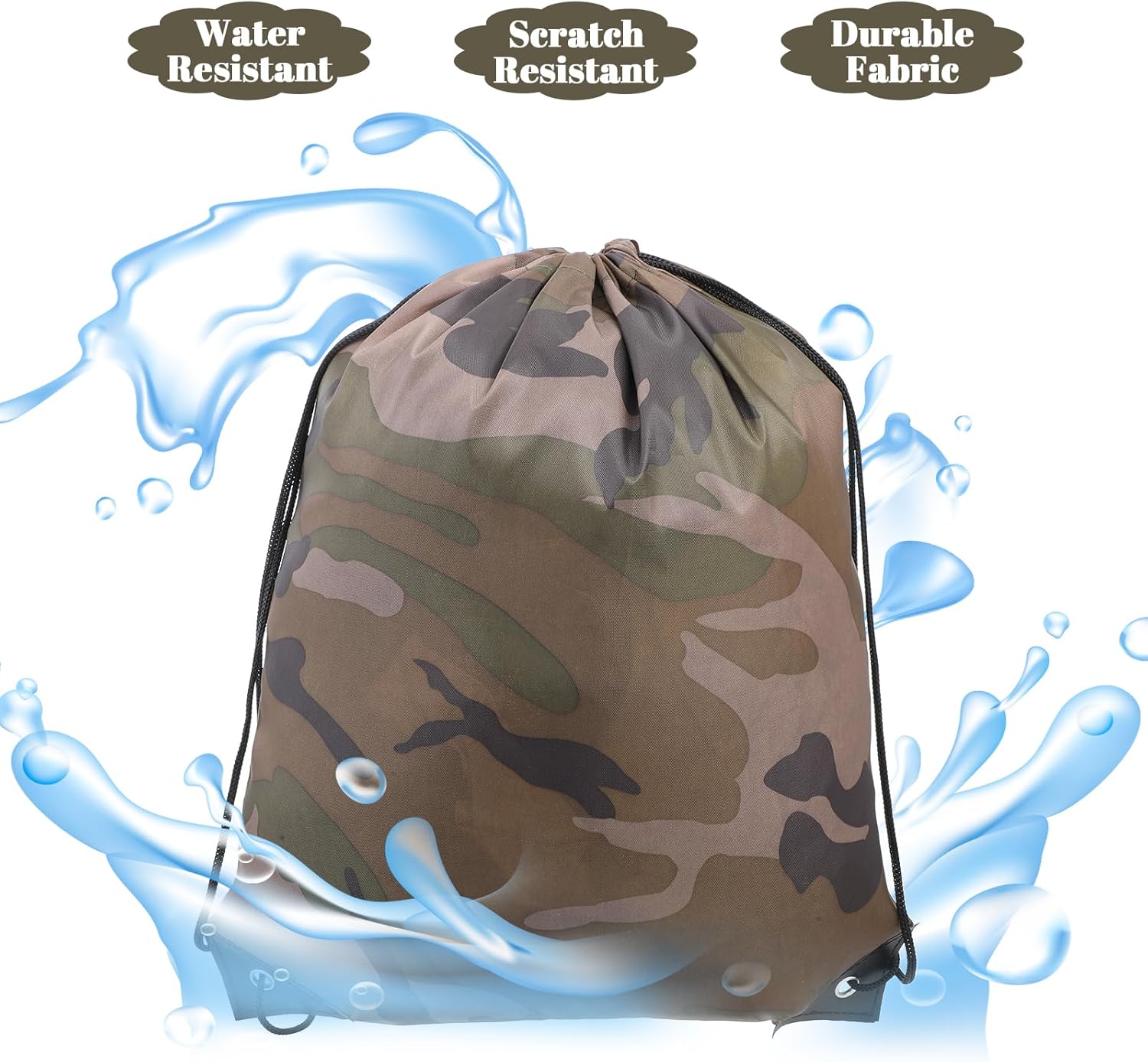 24 Pcs Camo Bag Waterproof Camo Drawstring Bags Bulk Large Army Lightweight Woodland Camouflage Drawstring Classic Gift Bags Army Party Favors Backpack String Bag Travel Gym Sport - Image 3