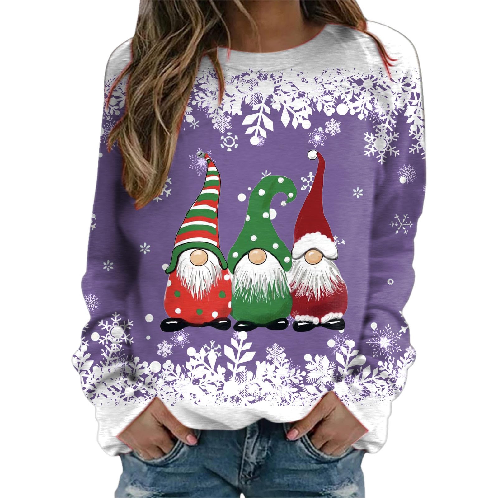 Pull de noël décontracté violet résout le manque de confort XL - 4