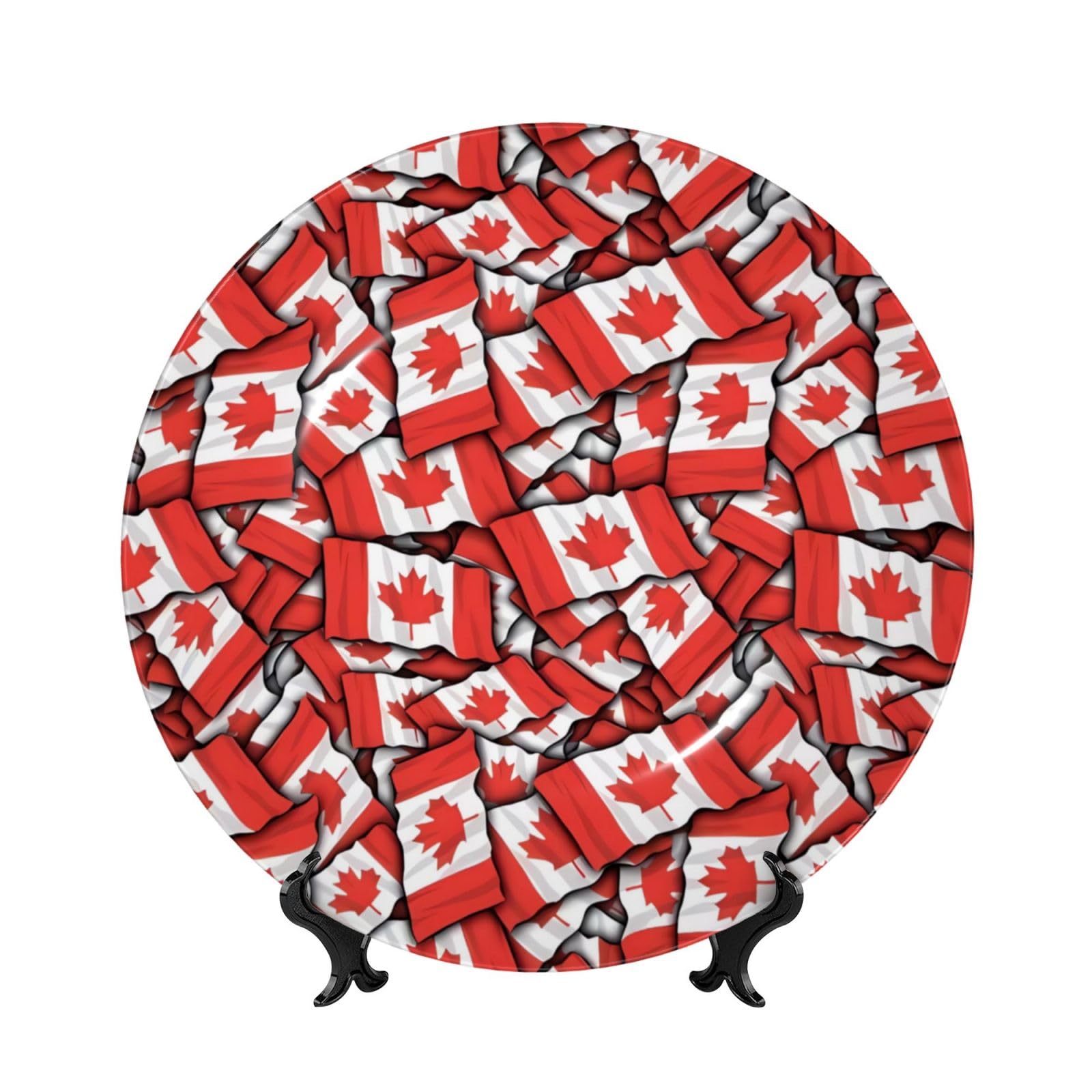 Assiette décorative porcelaine anglaise 15,2 cm drapeau canadien décoration murale fait main