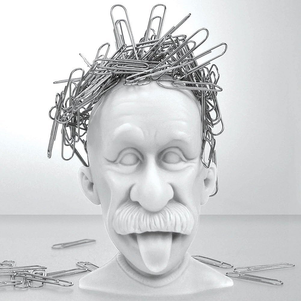 Mustard Magnetic Paper Clip Holder, Albert Einstein, Desk Accessory