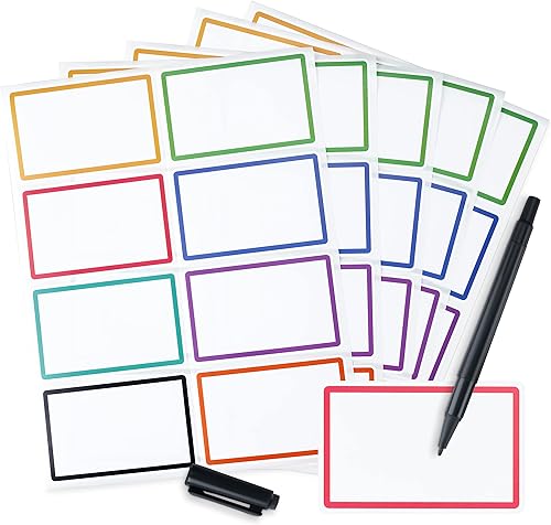 352 etiquetas adhesivas con nombre 35 x 225 pulgadas con marcador impermeable etiquetas de nombre grandes surtidas para ropa con borde colorido y