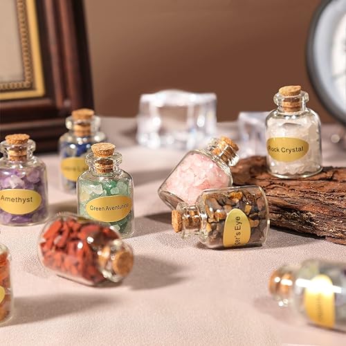 Miniatura 3 de Sunyik 9 - Juego de minibotellas con gemas, para curación con cristal, piedras para wicca/reiki