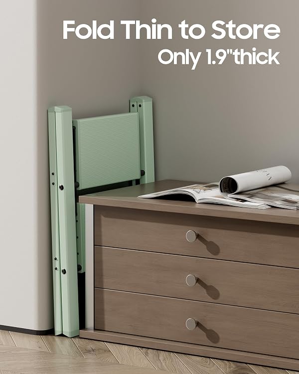 HillhutApex 2 Step Ladder, Lightweight Portable 2 Step Stool with Anti-Slip Wide Pedal, 330lbs Capacity Aluminum Ladder for Household,Office,Library(Pale Green) by HillhutApex - Image 8
