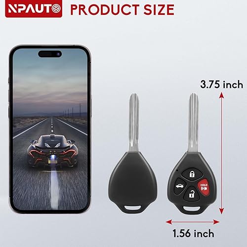 Miniatura 7 de NPAUTO Llavero de repuesto para Toyota Camry 2007 2008 2009 2010 2011, llave de automóvil con control remoto de entrada sin llave, HYQ12BBY,