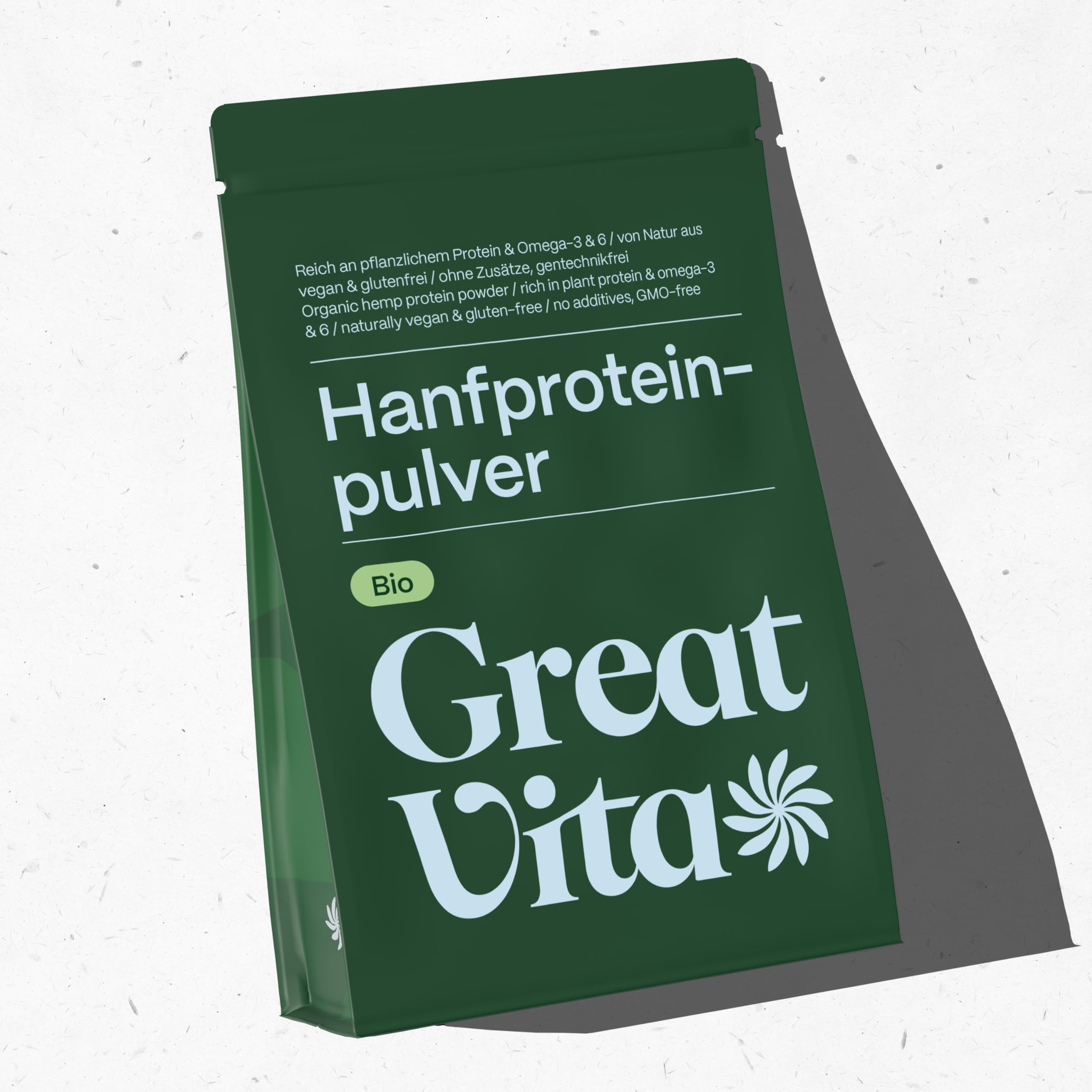 GreatVita Bio Hanfprotein Pulver 800g | Premium Qualität - hoher Proteingehalt/natürliches Protein/GreatVita
