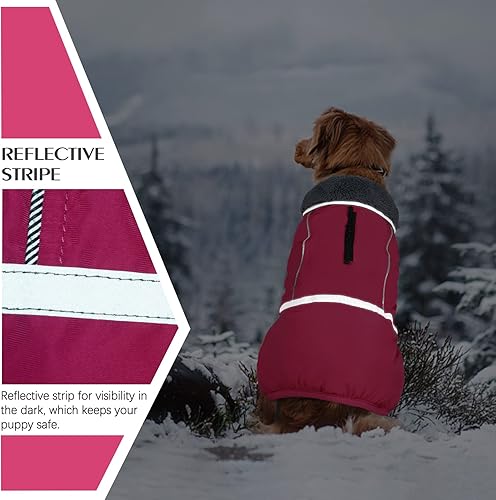 Miniatura 4 de QBLEEV Abrigo cálido para perro, chaqueta reflectante para perro, abrigo de invierno impermeable para perro, cuello alto, ropa de perro para clima