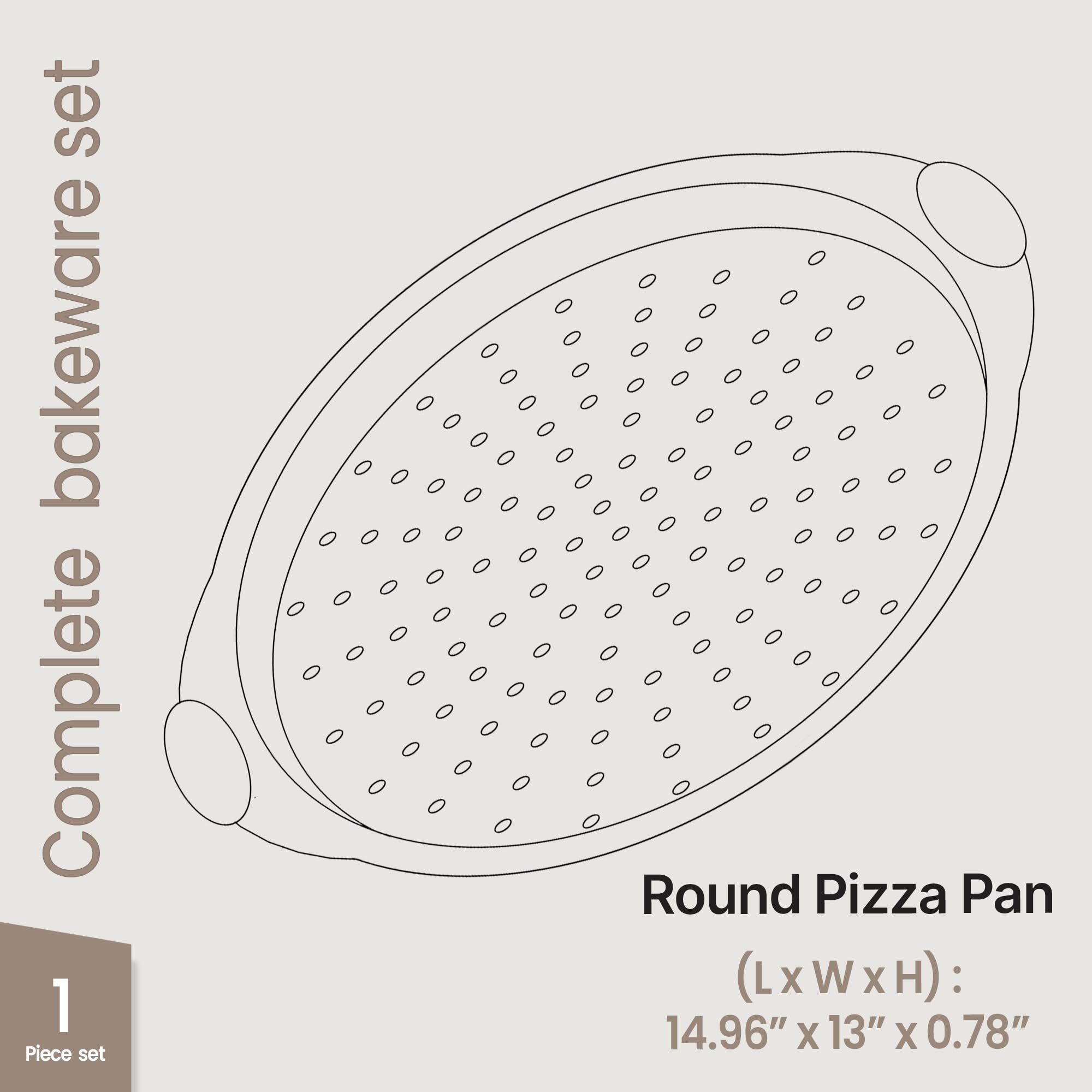 Bakken Pizza Baking Pan - Round Perforated Carbon Steel Pan with Non-Stick Marble Coating, Oversized Silicone Handle, Dishwasher Safe, High-Temperature Resistant, Durable and Easy Cleanup - Blue