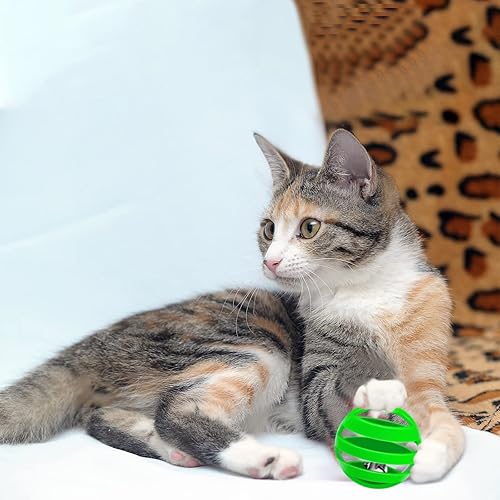Miniatura 7 de Kasyat 21 bolas de plástico para gatos con campanas a granel dentro de gatito persecución, juguetes de celosía, sonajero con bolsa de cordón de
