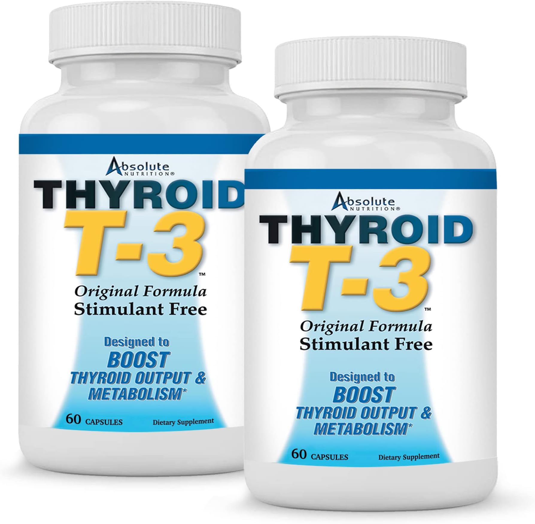 Thyroid T3 Radical Metabolic Support for Women and Men, Energy and Focus, Healthy Thyroid Function, Natural Formula, Non-GMO, No Caffeine, 2 Pack 60 Servings, 120 Capsules