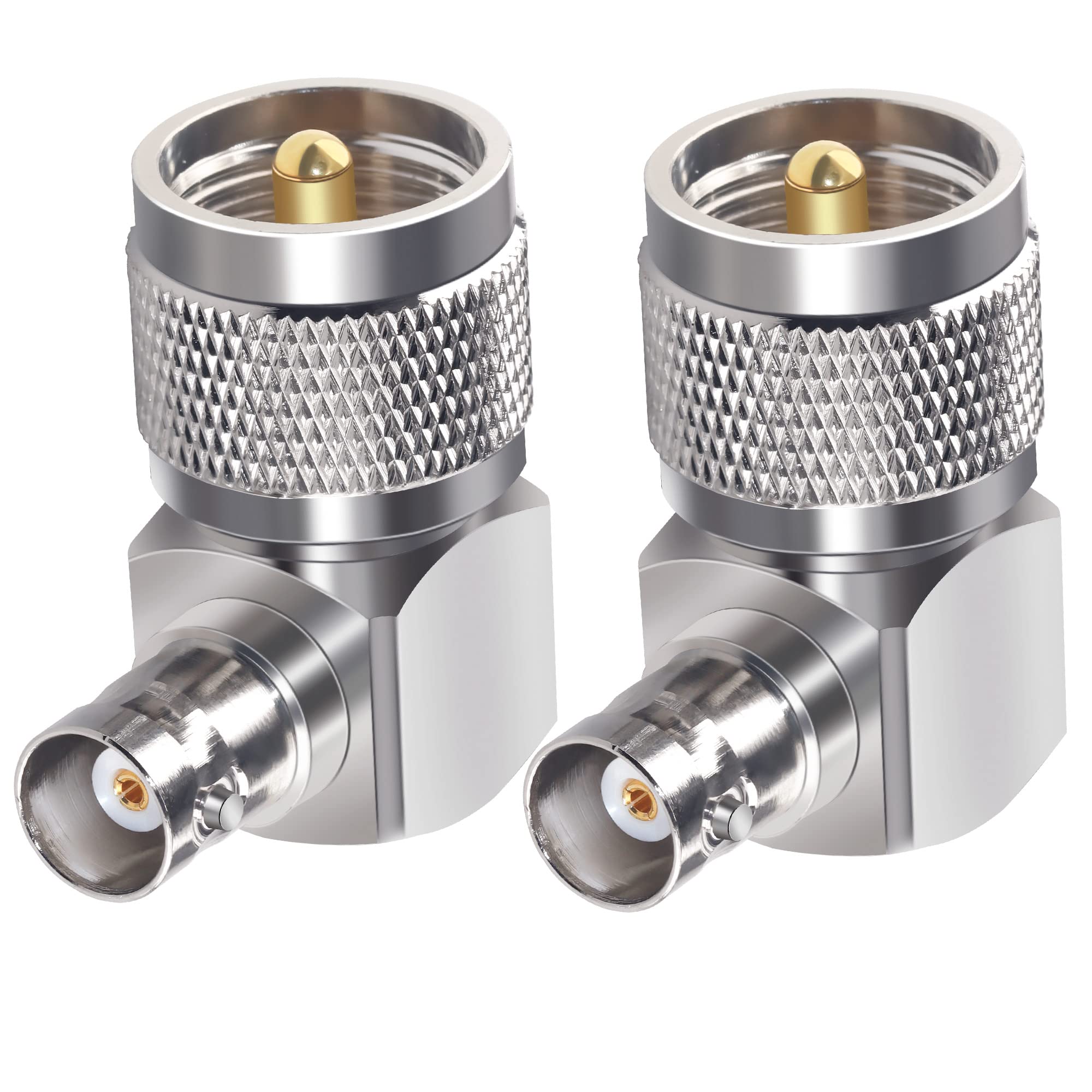 TUOLNK UHF Stecker auf BNC Buchse, rechtwinkliger Stecker UHF PL259 Stecker auf BNC Buchse, Winkel, 90 Grad L Form RF Koax Adapter für Verlängerungskabel 2 Stück