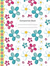 Colorful Pink Blue Daisies Composition Notebook Wide Ruled Paper: 130 Lined Pages 7.44 x 9.69 Book, Writing Journal, School Teacher, Students