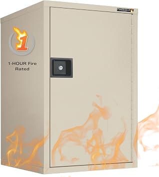 FireKing FireShield Fire Safe Storage Cabinet with Key Lock, 1 Hour Fire Rated & Water Resistant Home Safe, Home Storage Cabinets, Made in the USA, Parchment