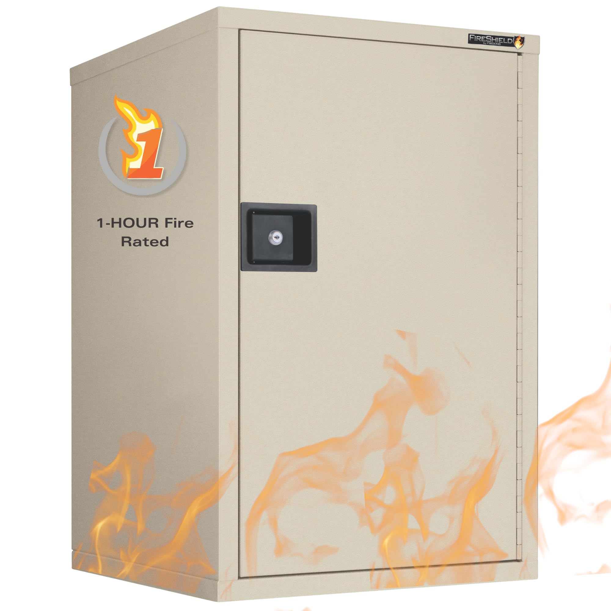 FireKing FireShield Fire Rated Storage Cabinet, Key Lock, Parchment