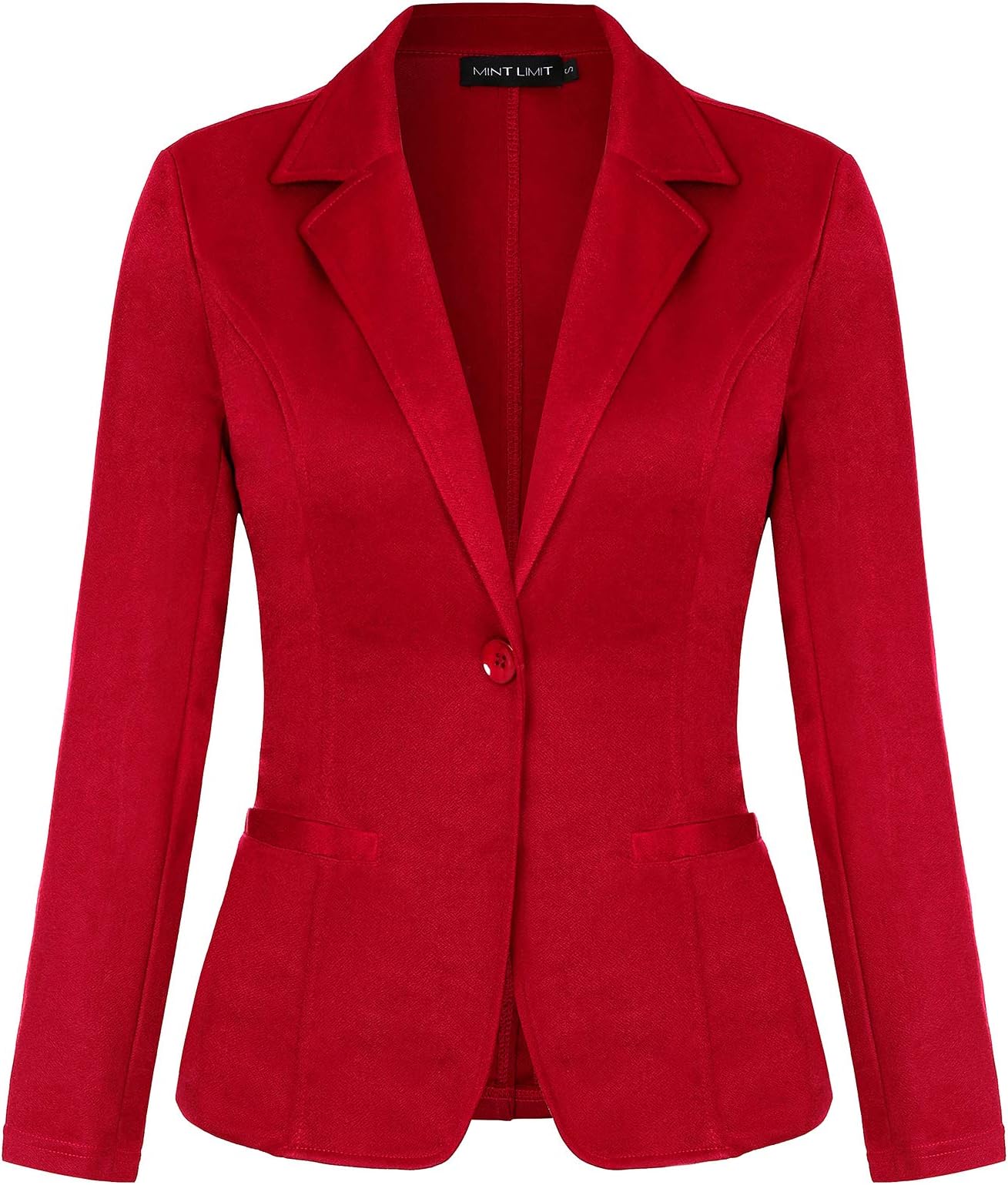 MINTLIMIT Women Long Sleeve Button Blazers Work Casual Office Notch Lapel Business Open Front Blazer Jacket with Pockets