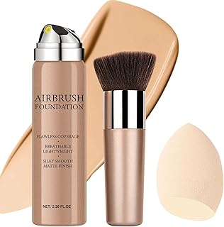 Airbrush Foundation Makeup Spray, Long Lasting Waterproof Full Coverage Foundation for Brighten, Concealer and Hydrating, Natural Matte Finish, Brush and Makeup Sponge Include, 2.36oz (#2 Beige)
