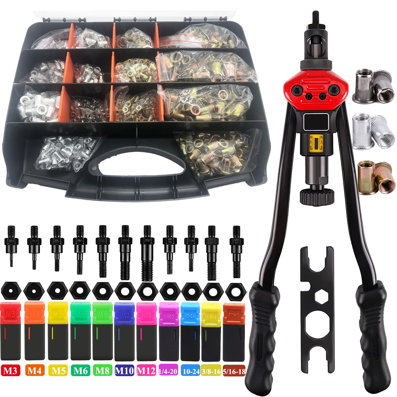 リッドトレー 1310pcs Rivet Nut Tool Kit,16-Inch Rivnut Tool Kit with 11 Metric