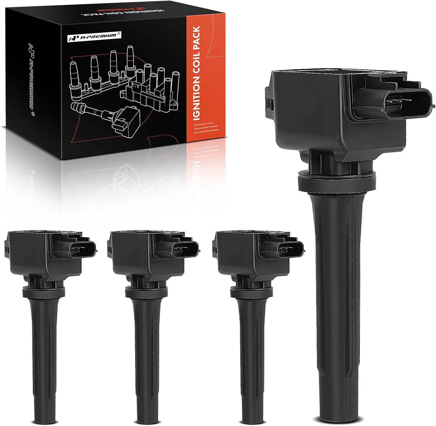 A-Premium Ignition Coil Pack Compatible with Mazda 3 6 CX-3 CX-5 CX-9 MX-5 Miata 2012-2023 L4 2.0L 2.5L 4-PC Set