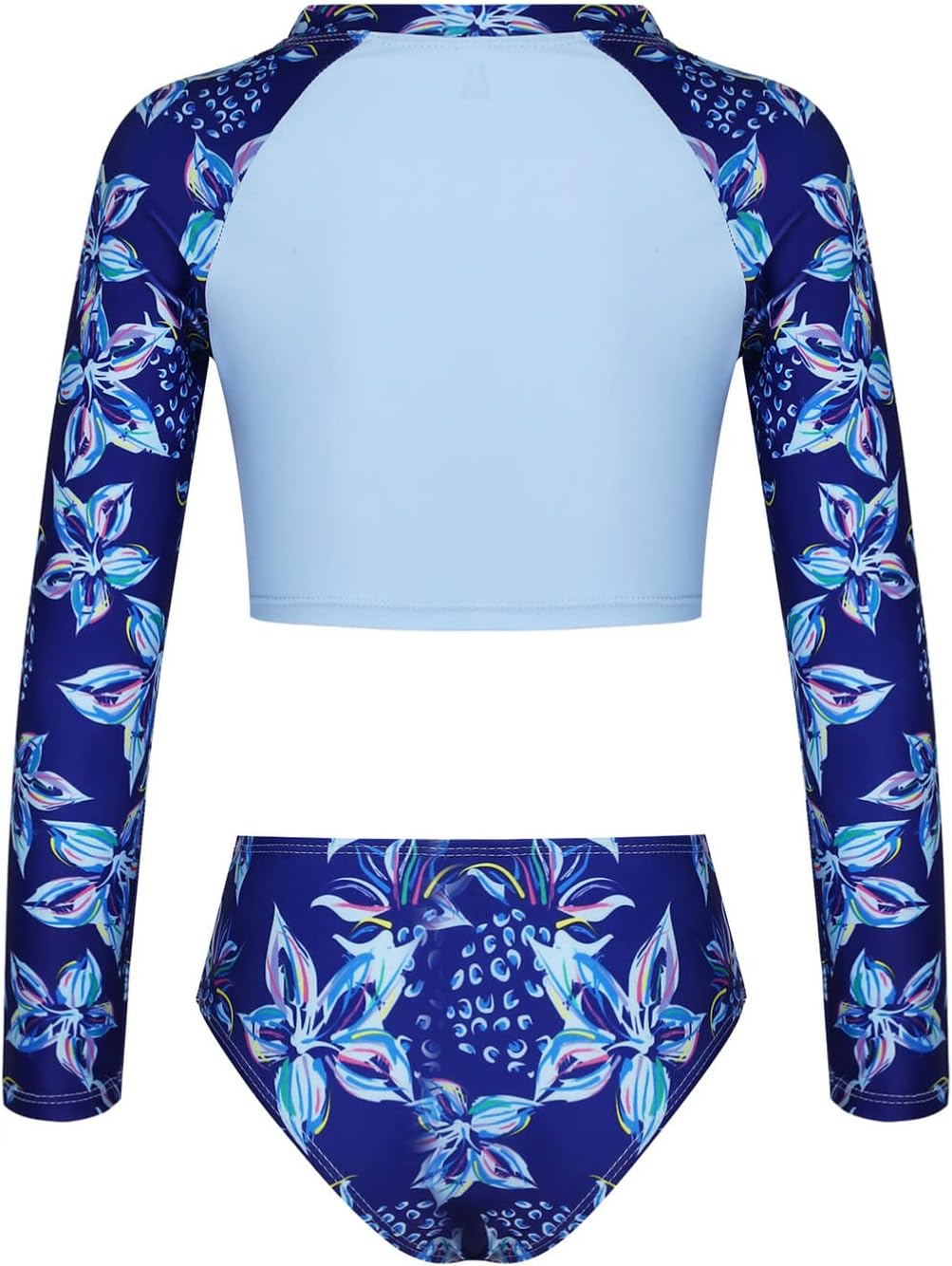 CHICTRY Kids Girls Tropical Rash Guard Sets Long Sleeve Crop Top with High Waist Bottoms