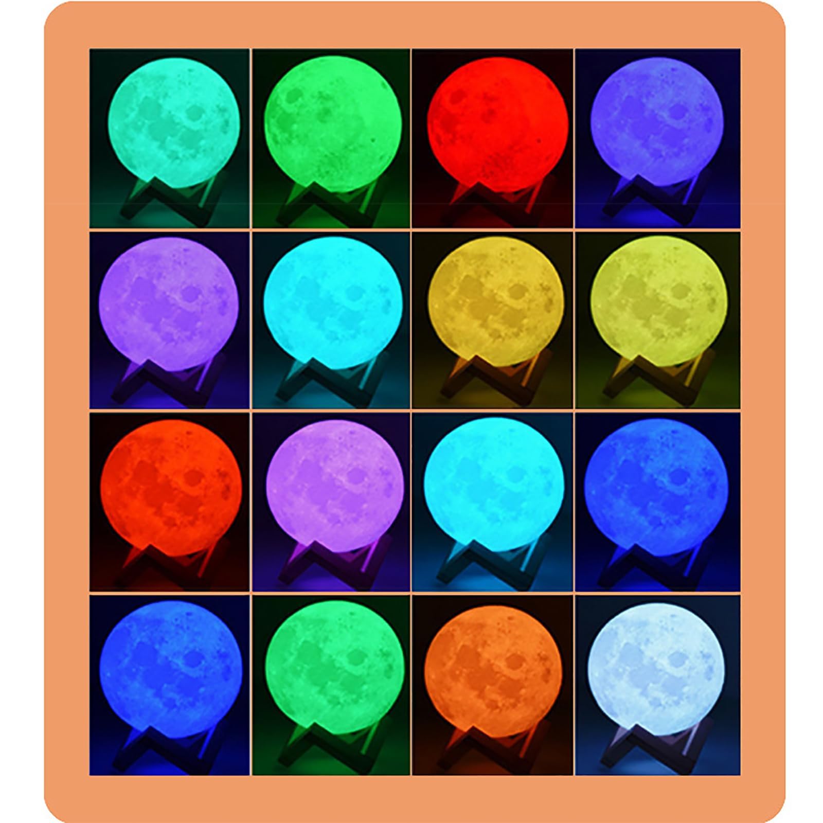 Lámpara de luna, luz nocturna de impresión 3D con temporizador, soporte de madera y control táctil remoto, ideal para niños y decoración del hogar, 12 cm