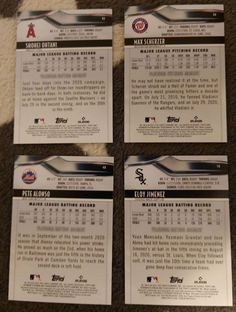 Amazon.co.jp: 2021 Bowman Platinum 大谷翔平 ホロカード 他 