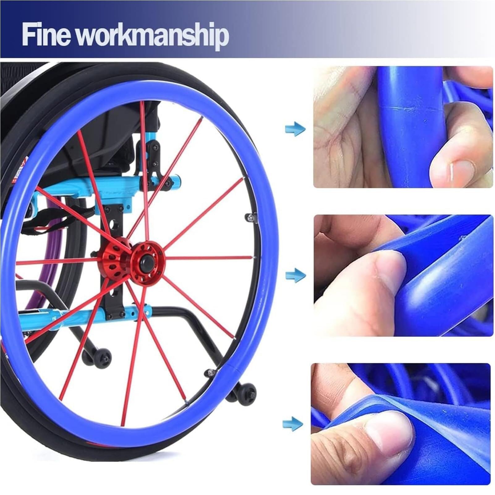 Rollstuhl-Greifreifenabdeckungen, 24-Zoll-Silikon-rutschfest-Rollstuhl-Greifreifenabdeckungen, Schutzhülle, Rollstuhlzubehör (Color : Red, Size : 24in)