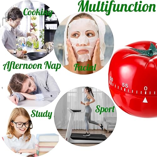 Miniatura 3 de Temporizador mecánico con forma de tomate lindo enrollado de 60 minutos, temporizador giratorio manual de cuenta regresiva para horno, cocina, baño,