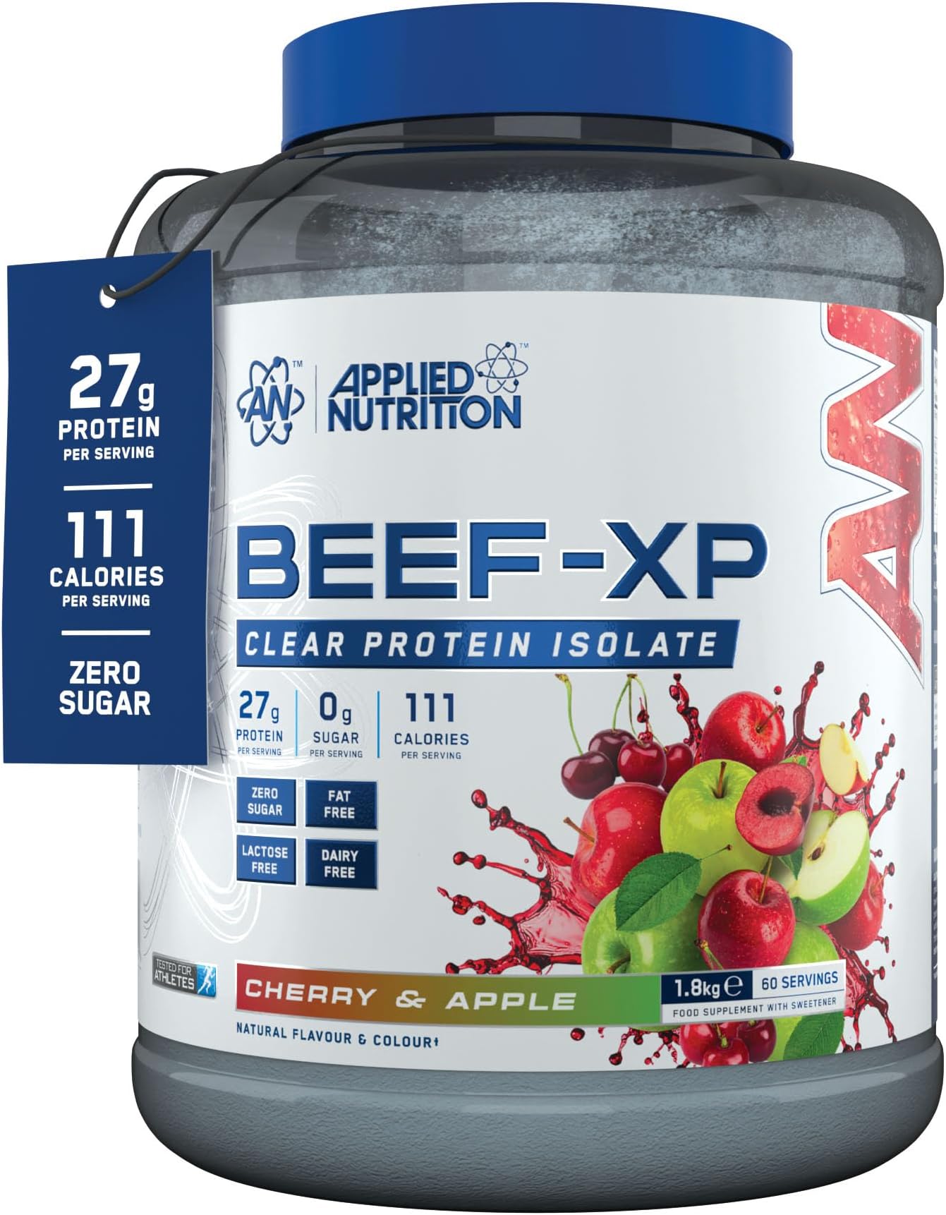 Beef XP - Clear Hydrolysed Protein Isolate, Fruit Juice Style, Dairy Free, Lactose Free, Zero Sugar, Low Fat (1.8 kg, Cherry & Apple)