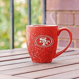 Rico Industries NFL Football San Francisco 49ers Primary 16 oz Team Color Laser Engraved Ceramic Coffee Mug