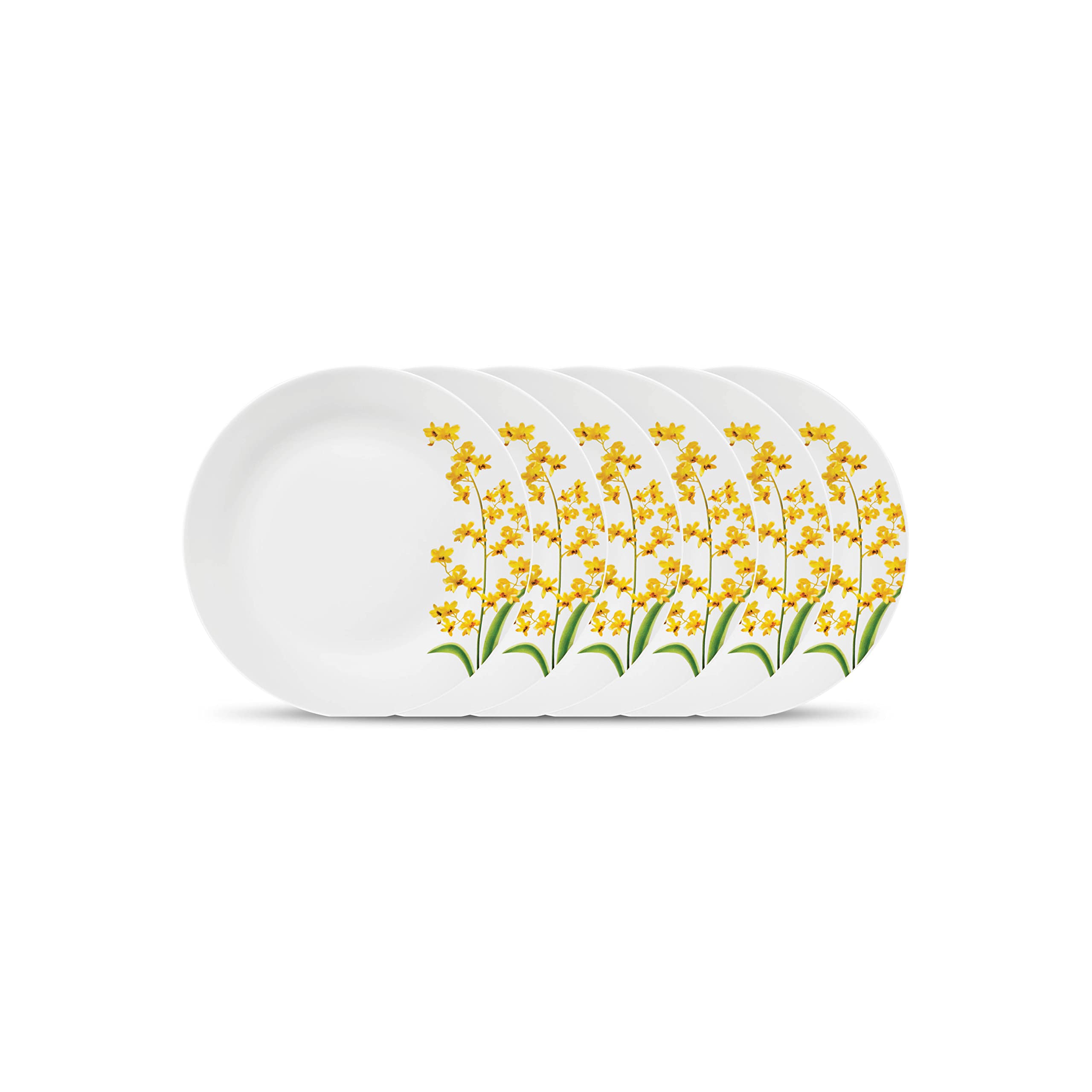 La Opala Diva, Ivory Collection, Opal Glass Quarter Plate Set 6 pcs, Yellow Grace, White, Standard (B09KM1TBV9) Amazon Price History, Amazon Price Tracker