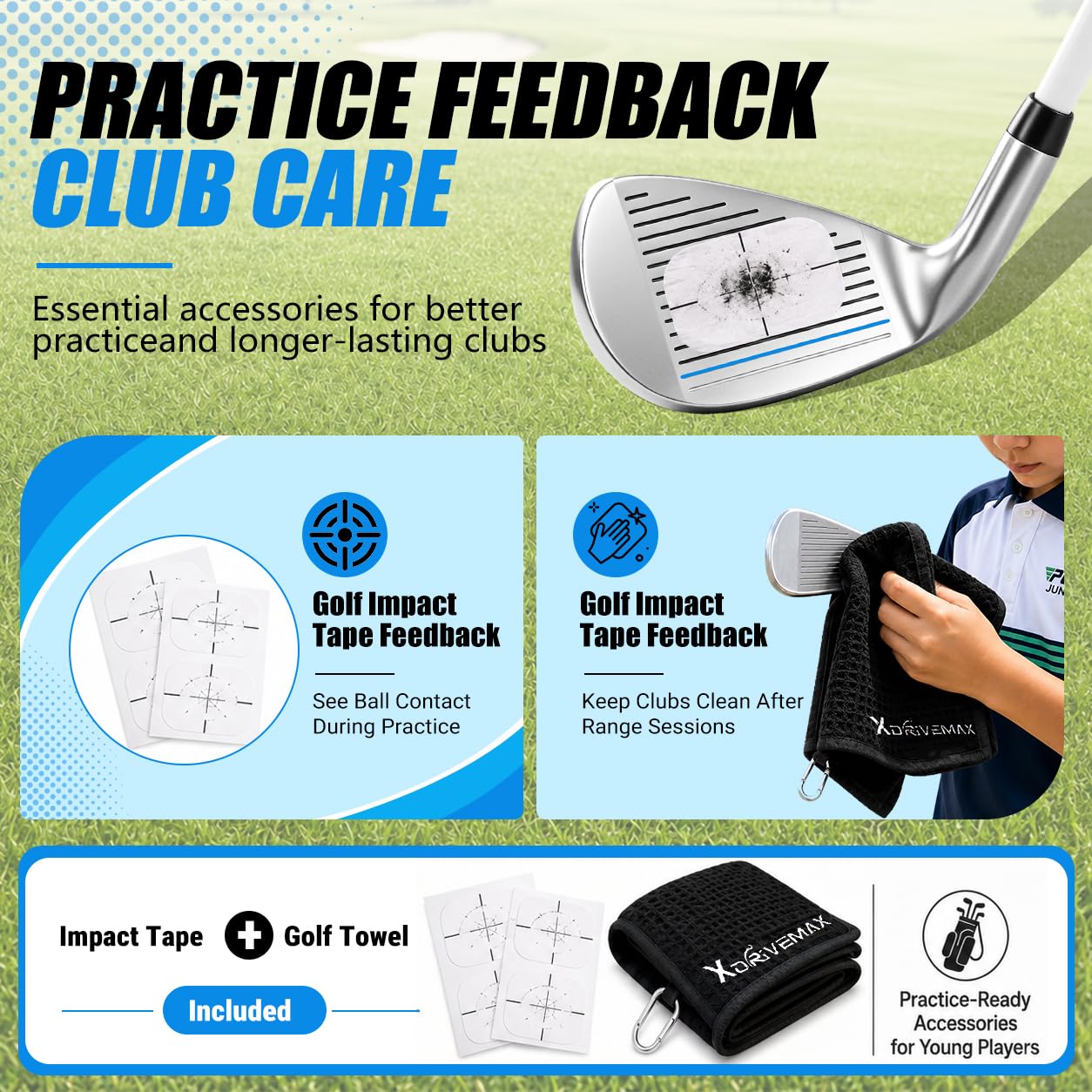 7 pezzi mazze da golf set 9-12, blu, destra