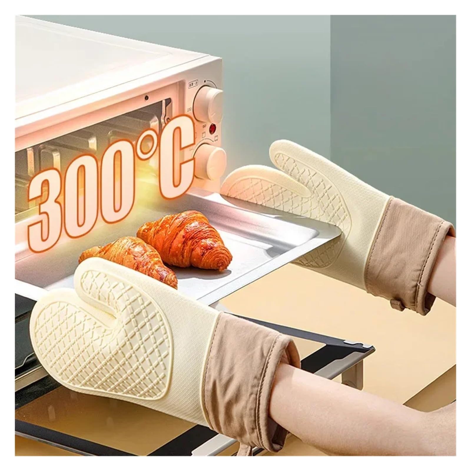Genérico Guantes de Horno de Silicona, Manoplas de Cocina Doble Capa