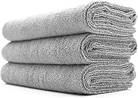The Rag Company Microfiber Gym Workout Towel 3-Pack - Ultra Soft, Super Absorbent 320gsm, Fast Drying 16x27in Ice Grey