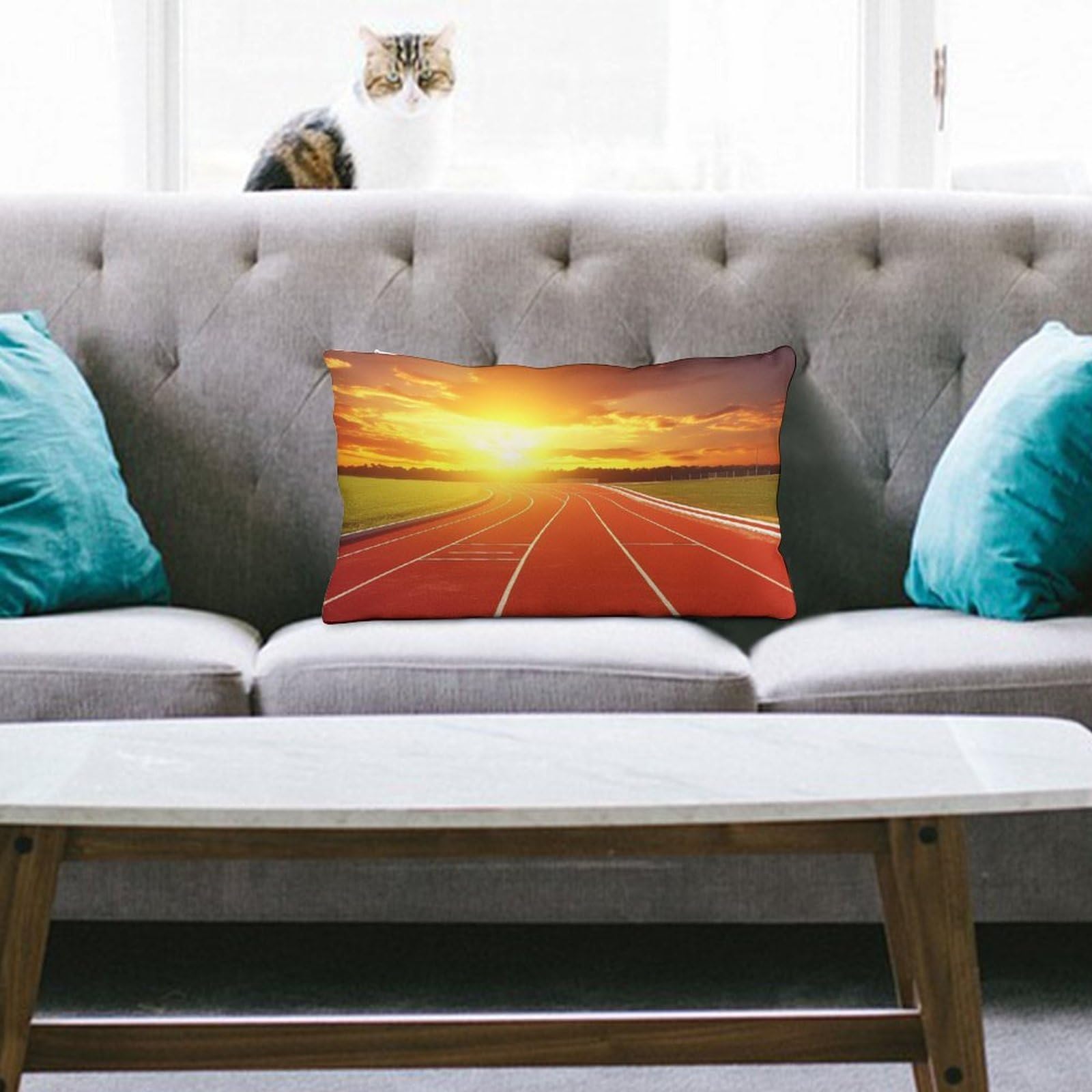 NTVOWPZO Decoration Throw Pillow Covers 8"x12" Pillowcases Covers Running Track Sunset Soft Pillowcases Modern Farmhouse Home Decor Sofa Cushions Covers for Couch Bed Living Room