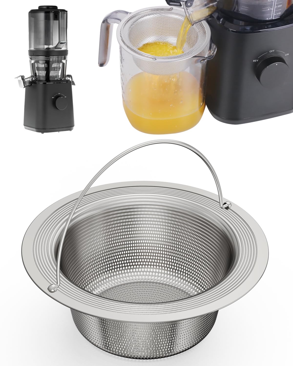 Pulp Strainer for Nama J2 Cold Press Juicer — Suitable for Nama J2 Juicer Secondary Fine Filter Accessories — 304 Stainless — Hand-Wash Easy Clean (For round containers)