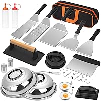 Vista 1 de Griddle Accessories Kit, 25PCS Flat Top Grill Accessories Set for Blackstone and Camp Chef, Grill Spatula Set with Enlarged Spatulas, Basting Cover