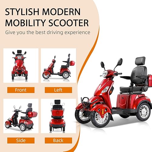 Miniatura 8 de Patinetes de movilidad para personas mayores y adultos, capacidad de 500 libras, carrito de movilidad eléctrico todo terreno de 800 W, scooter de