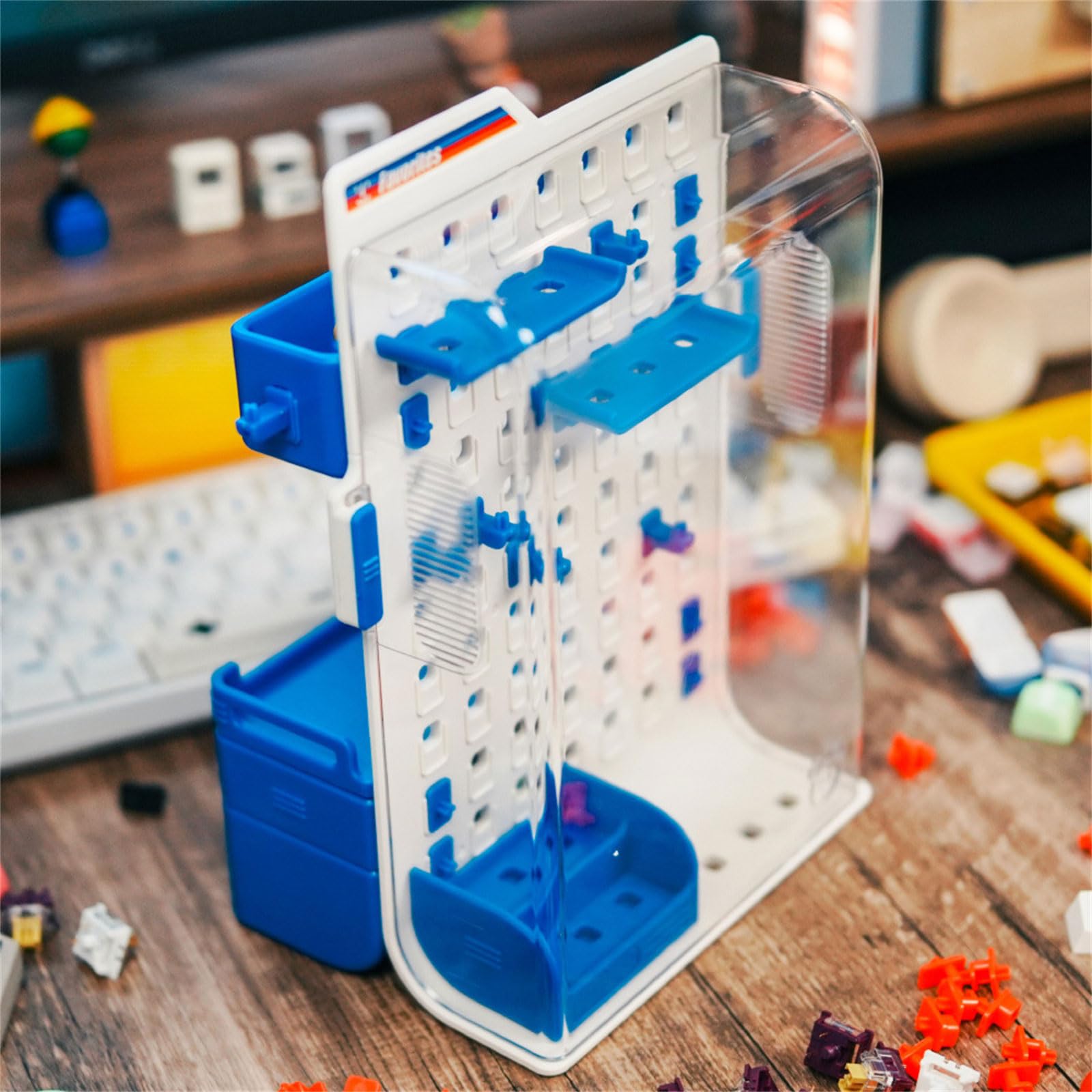 Scheda organizer multiuso per keycap con layout regolabile per appassionati e spazi di lavoro Scheda di archiviazione keycap ABS+PC Pegboard per l'organizzazione della scrivania